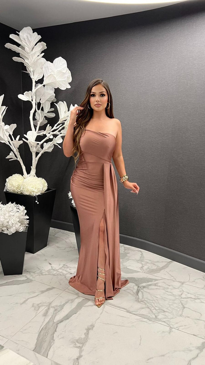Off Shoulder Tailed Gown -Estira, Stretchy