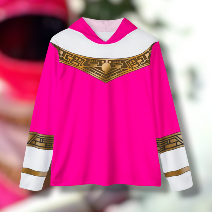 Ohranger Pink Hoodie (Full Print) Lightweight, Breathable, workout, pull over, fitness Hoodie Super Sentai Custom