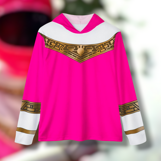 Ohranger Pink Hoodie (Full Print) Lightweight, Breathable, workout, pull over, fitness Hoodie Super Sentai Custom
