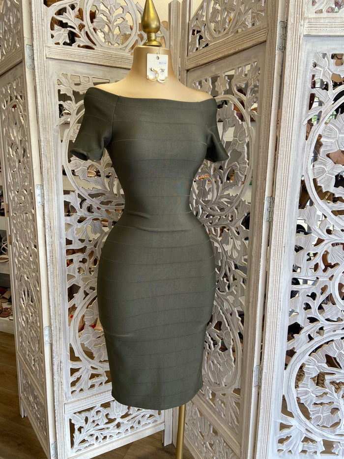 Olive Green Bandage Dress
