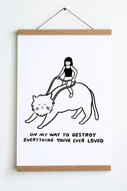 On My Way (Cat Rider) Print