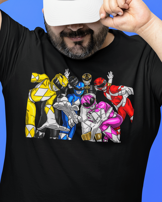 Once a Ranger Tee Super Sentai T Shirt Custom Graphic Art Cosplay Shirts Rangers Retro Vintage 90s