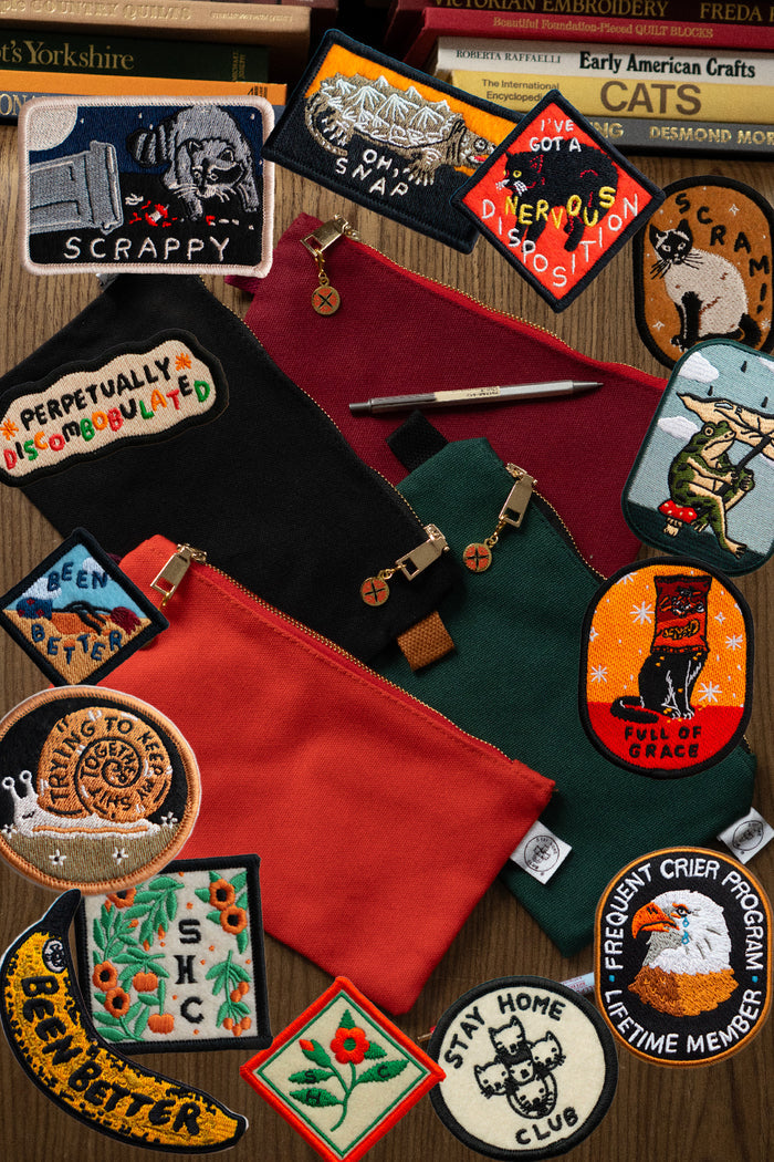 Patched Zipper Pouch - Pick Your Patch