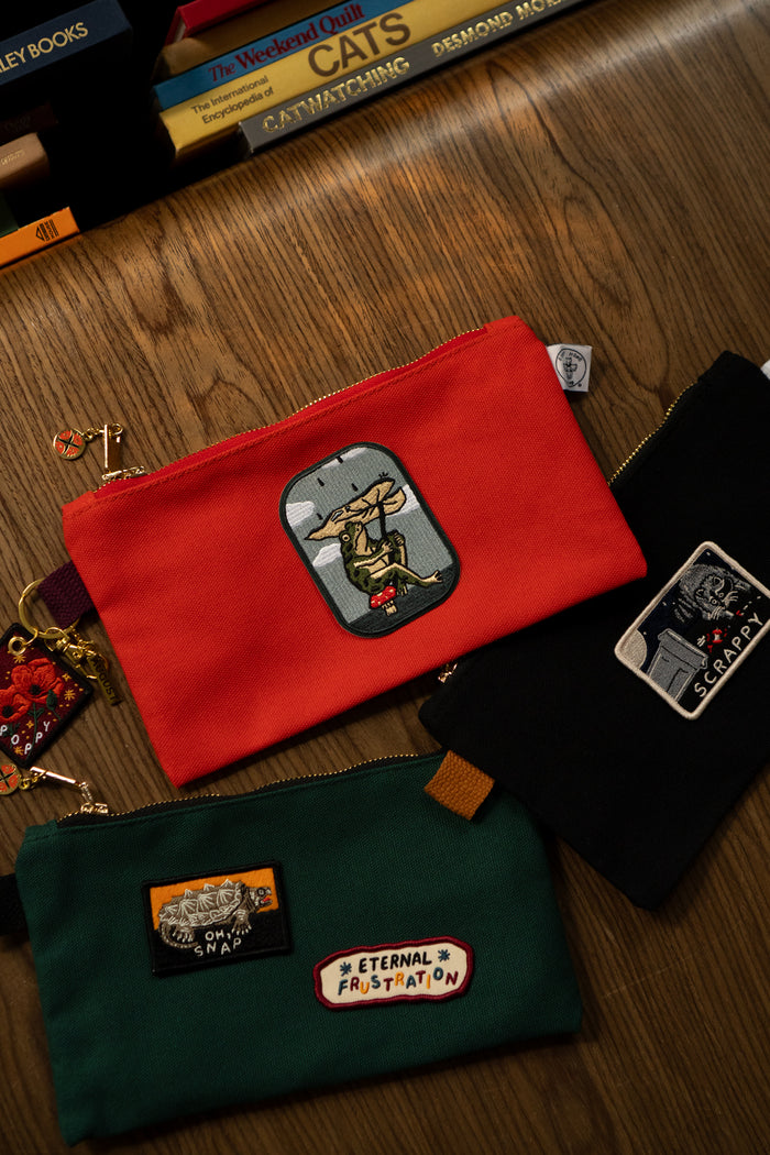 Patched Zipper Pouch - Pick Your Patch