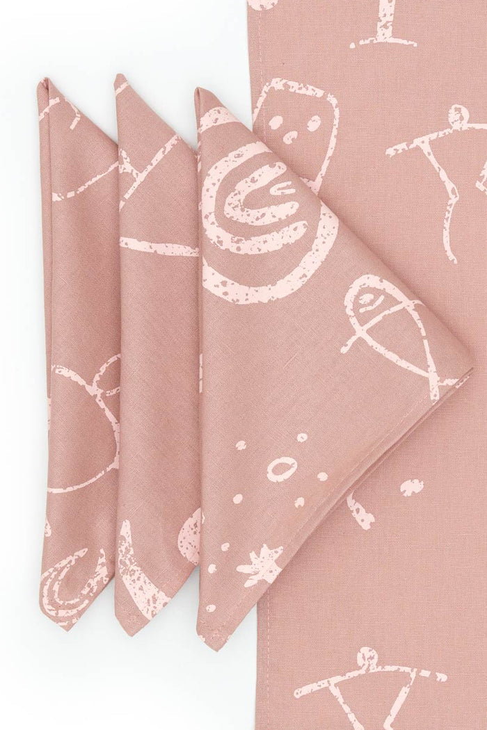 Petroglyph Linen Napkin Set - Blush