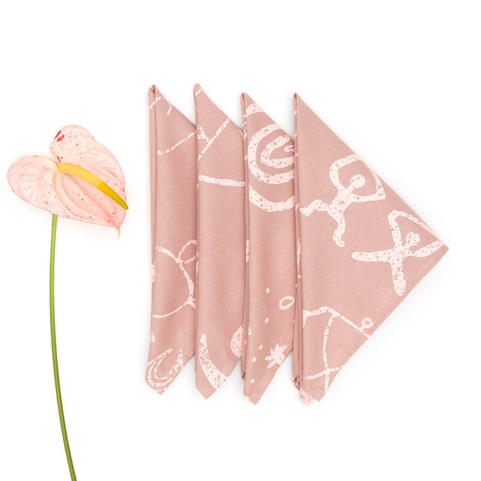 Petroglyph Linen Napkin Set - Blush