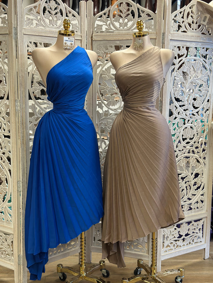 Pleated One Shoulder Dress- Don’t stretch