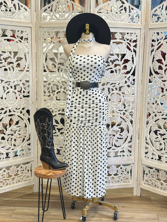 Polka Dot Formal Scarf Dress - Estira, Stretchy