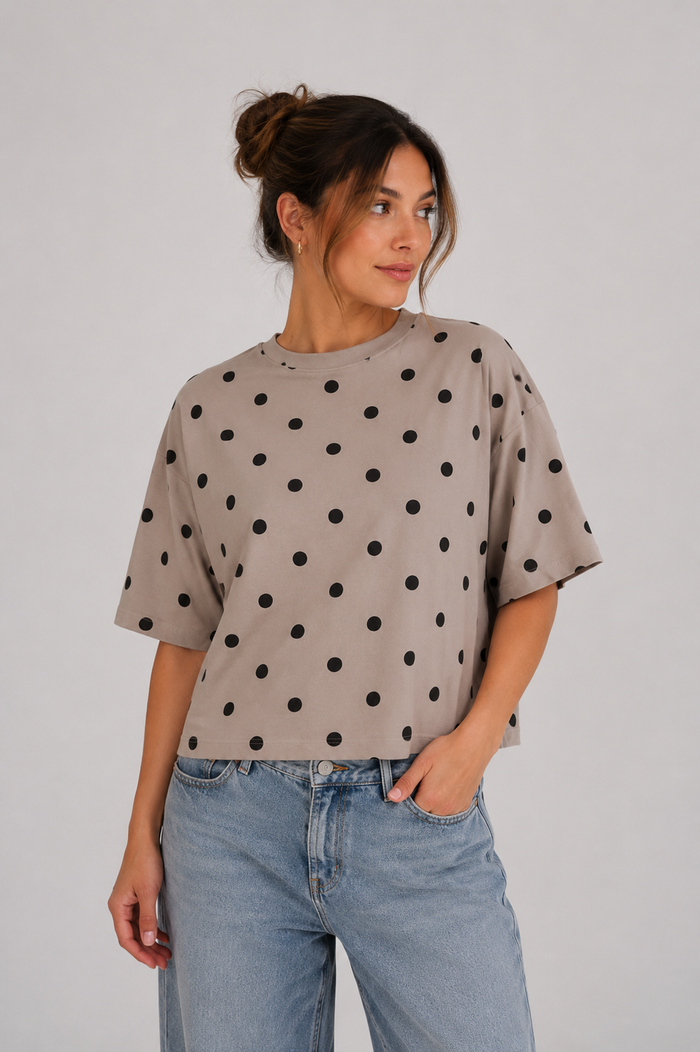 Polkadots T Shirt taupe