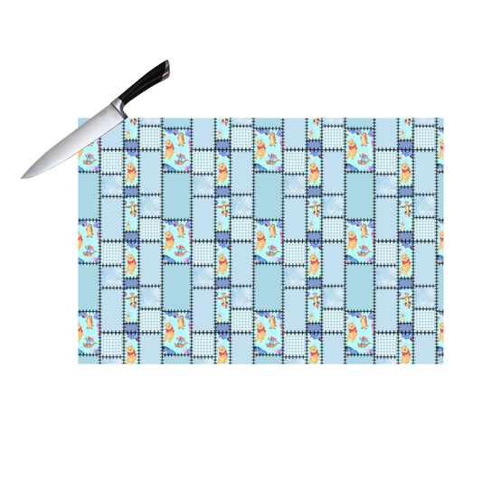 POOH BLUE PLAID   CUTTING BOARD