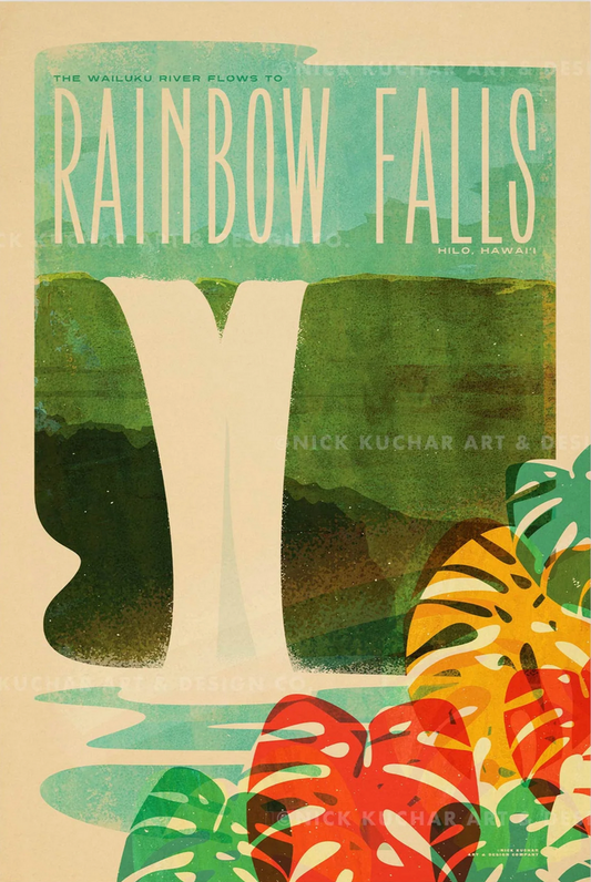 Rainbow Falls Travel Print by Nick Kuchar