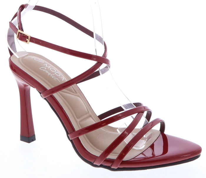 Red Glossy Strappy Heels