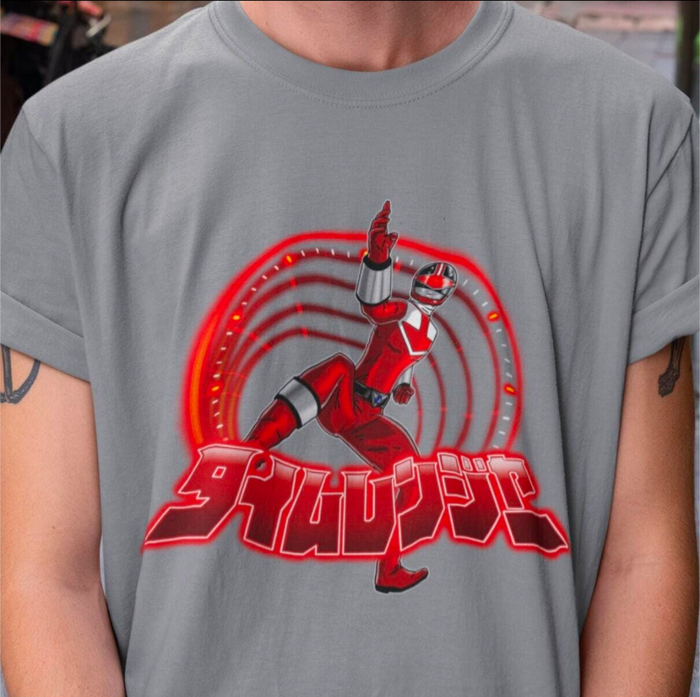 Red Time Force Tee Super Sentai T Shirt Custom Graphic Art Cosplay Shirts Rangers Retro Vintage 90s