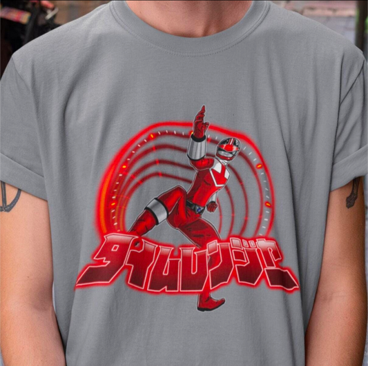 Red Time Force Tee Super Sentai T Shirt Custom Graphic Art Cosplay Shirts Rangers Retro Vintage 90s