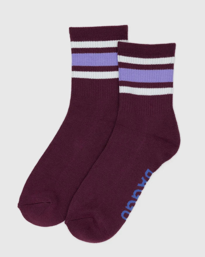 RIBBED SOCKS - MAHOGONY STRIPE