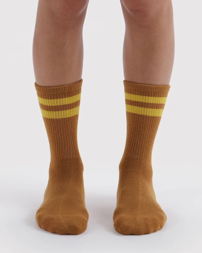 RIBBED SOCKS - TOFFEE STRIPE