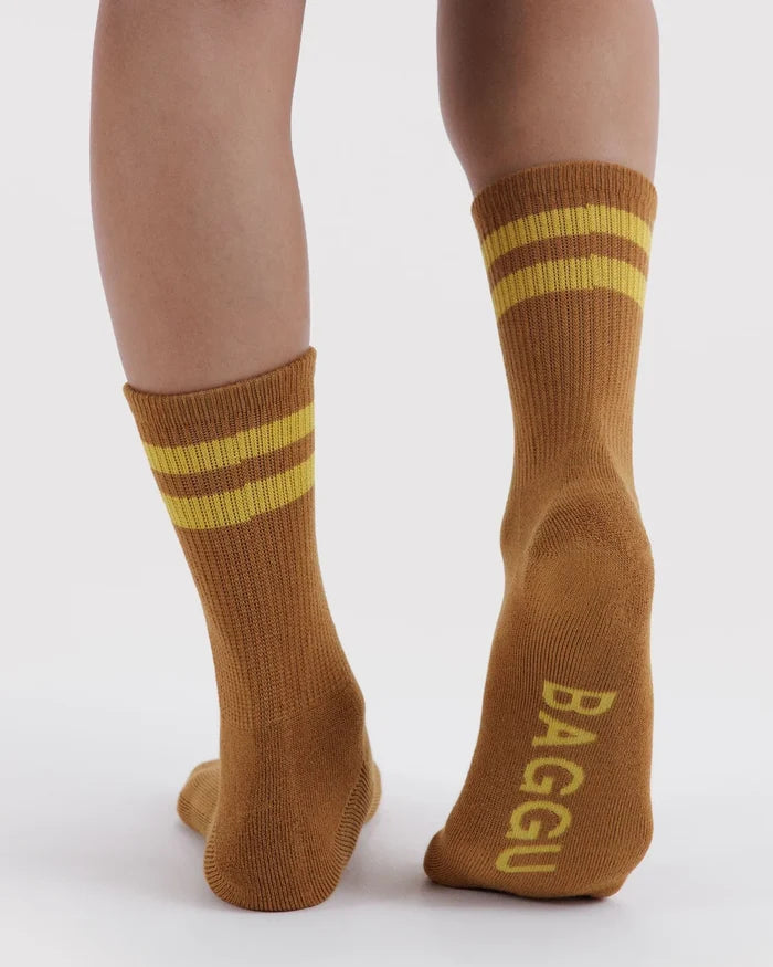 RIBBED SOCKS - TOFFEE STRIPE