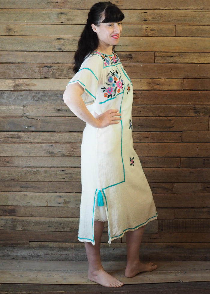 Romina Maxi Dress in Cream and Sky Blue