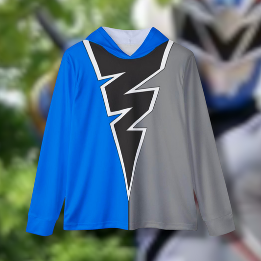 Ryusoulger Ryusoul Blue Hoodie (FULL PRINT) Lightweight, Breathable, workout, pull over, fitness Hoodie Super Sentai Custom