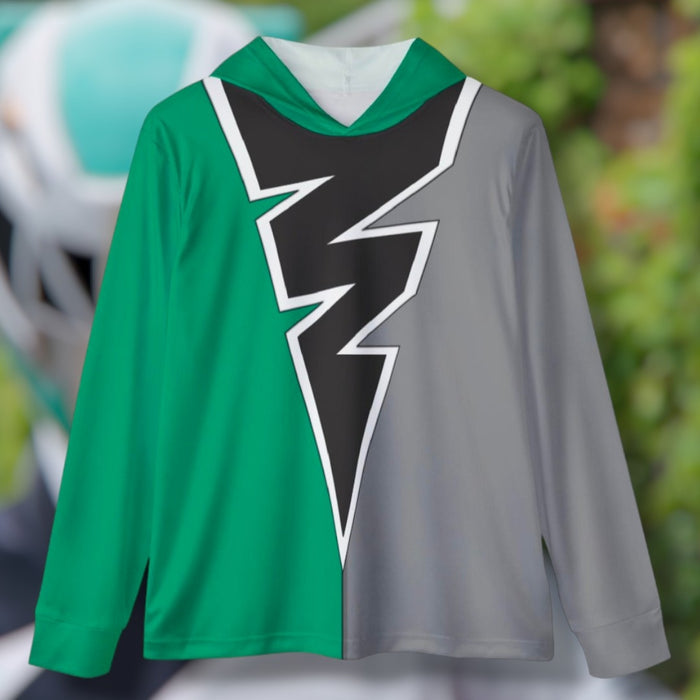 Ryusoulger Ryusoul Green Hoodie (Full Print) Super Sentai Custom Lightweight, Breathable, Workout, Pull over, Fitness, Retro 90s
