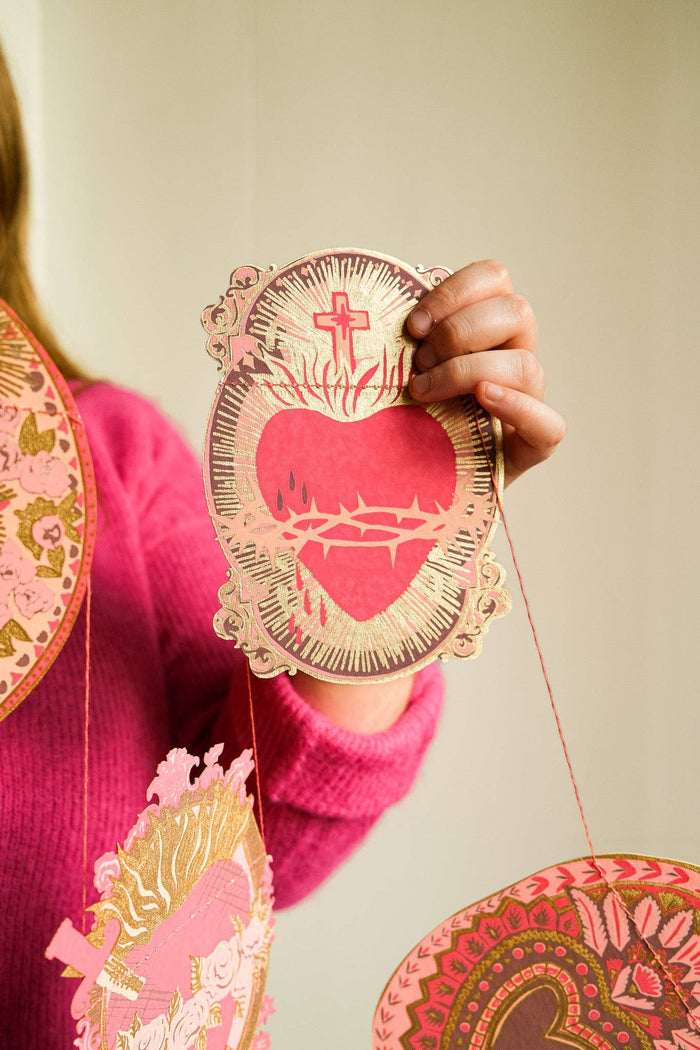 Saint Valentine Screen Printed and Sewn Garland