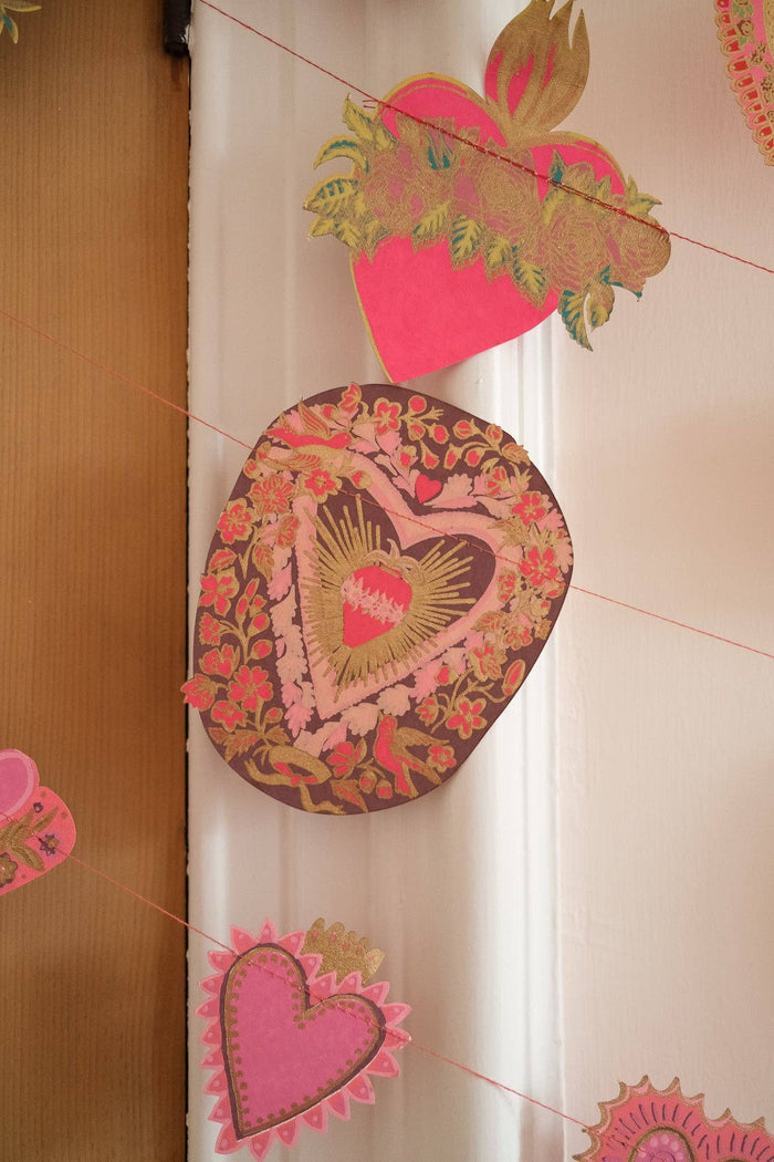 Saint Valentine Screen Printed and Sewn Garland