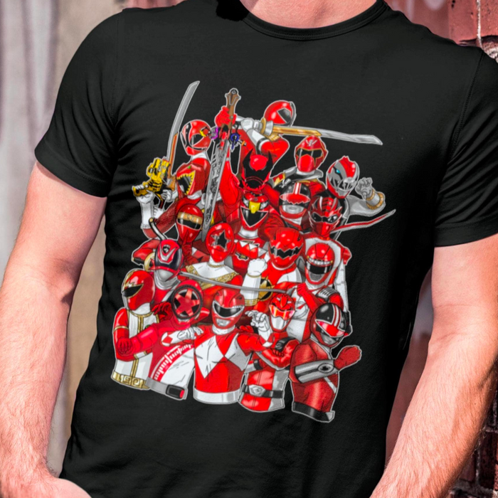 Sentai Red Tee  Custom Graphic Art Cosplay Shirts Rangers Retro Vintage 90s