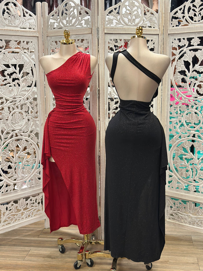 Shimmery Open Back Evening Dress- Stretchy,Estira