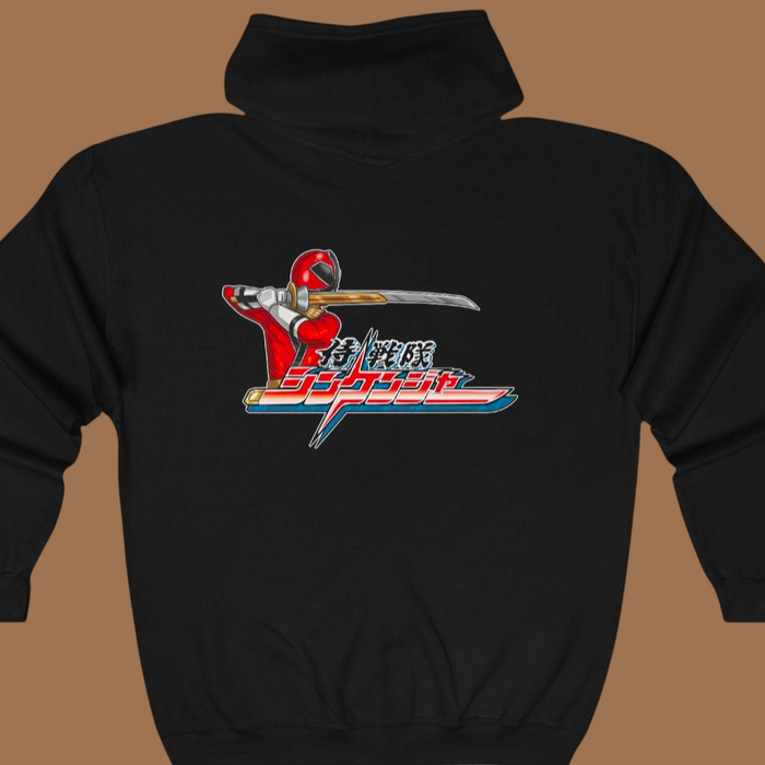 Shinkenger Full Zip Hoodie Custom Graphic Art Cosplay Shirts Rangers Retro Vintage 90s