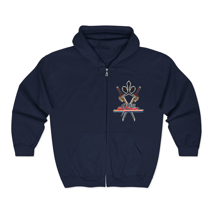 Shinkenger Full Zip Hoodie Custom Graphic Art Cosplay Shirts Rangers Retro Vintage 90s