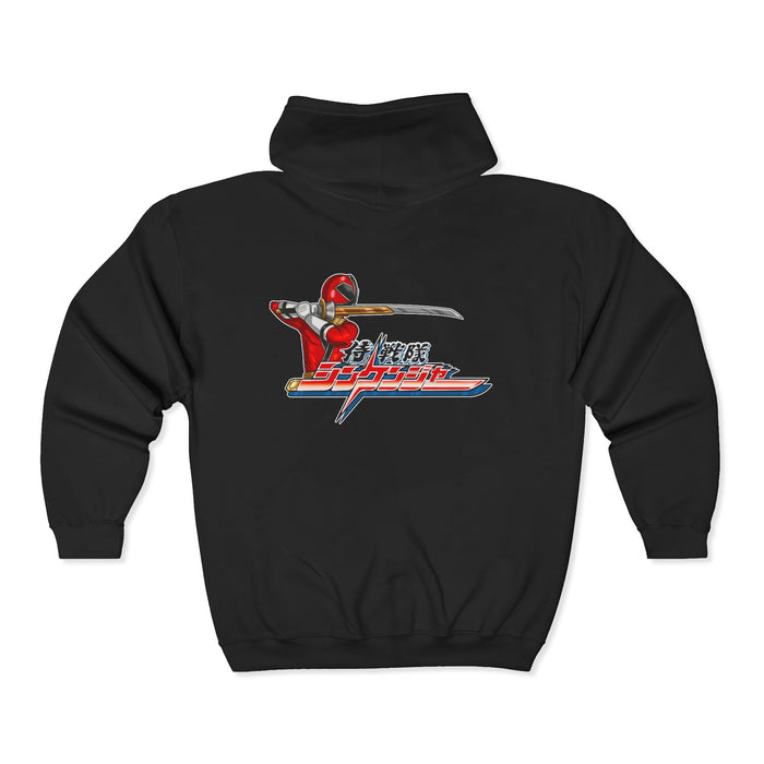 Shinkenger Full Zip Hoodie Custom Graphic Art Cosplay Shirts Rangers Retro Vintage 90s