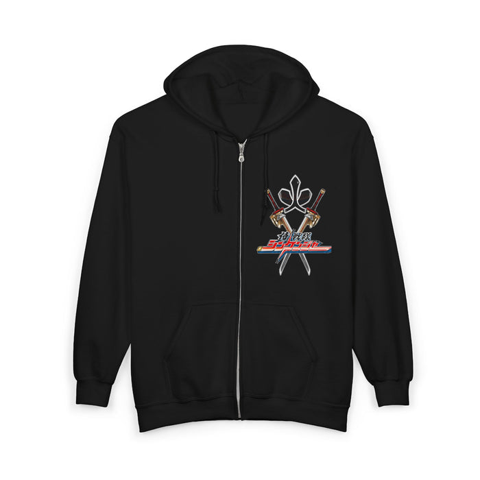 Shinkenger Full Zip Hoodie Custom Graphic Art Cosplay Shirts Rangers Retro Vintage 90s