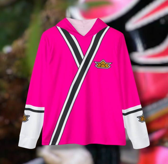 Shinkenger Pink Hoodie (Full Print) Lightweight, Breathable, workout, pull over, fitness Hoodie Super Sentai Custom