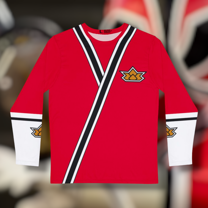Shinkenger Red Long Sleeve Shirt (Full Print) Custom Graphic Art Cosplay Shirts Samurai Rangers Retro Vintage 90s