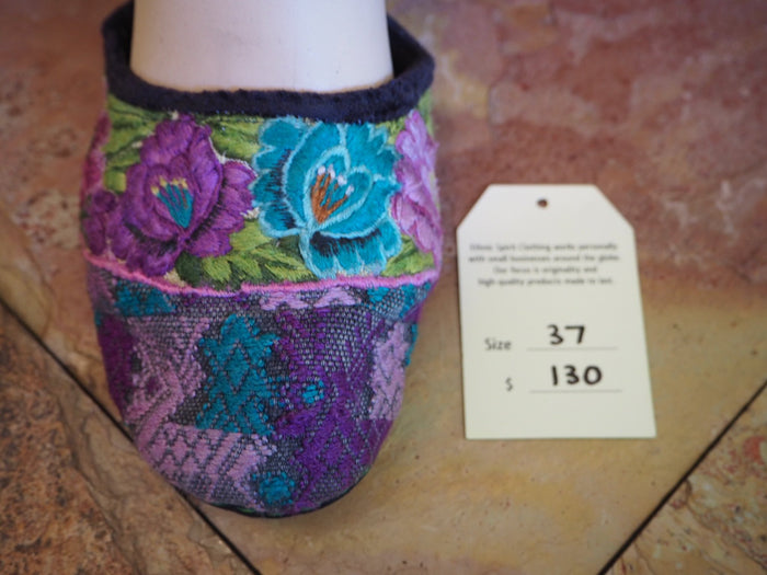 Size 37 Ballerina Sandals - Purple and Blue Flowers and Deer