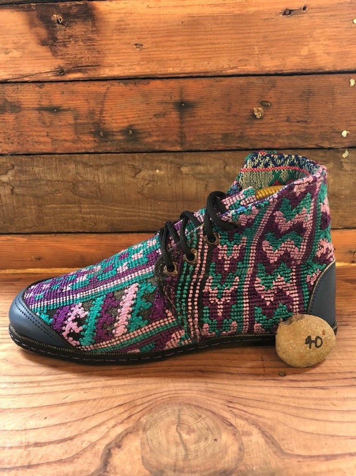 Size 40 Cloth Moccasins Turquoise and Purple ZigZags