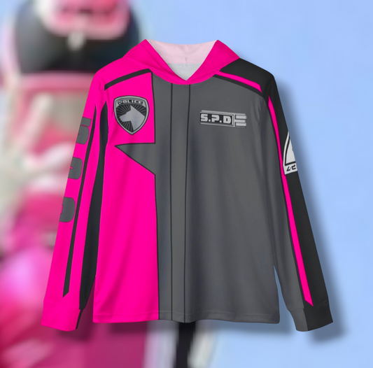 SPD Pink Hoodie (Full Print) Lightweight, Breathable, workout, pull over, fitness Hoodie Super Sentai Custom