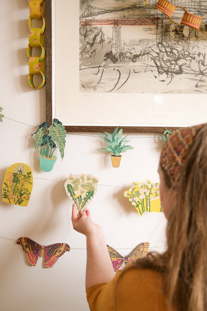 Spring Blooms Screen Printed and Sewn Garland