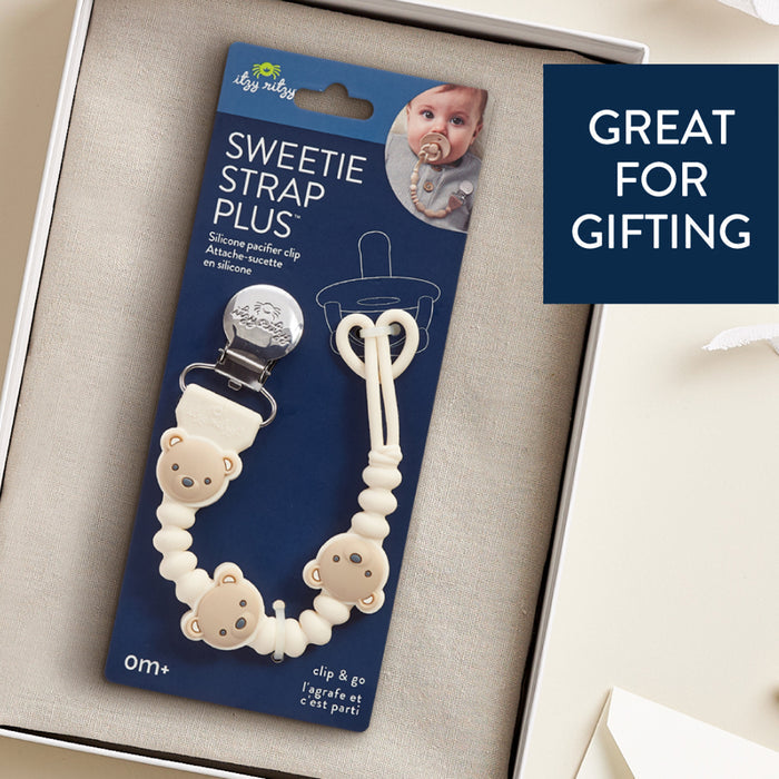 Sweetie Strap Plus™ - Silicone Pacifier Clip (Bear Bead)