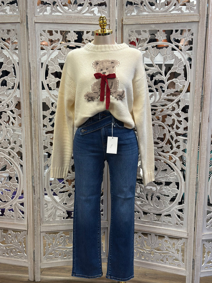 Teddy Bear Ribbon Cozy Sweater