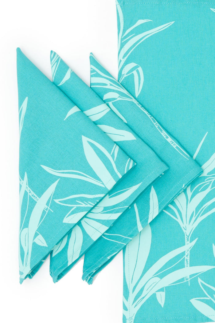Ti Leaf Linen Napkin Set - Aqua