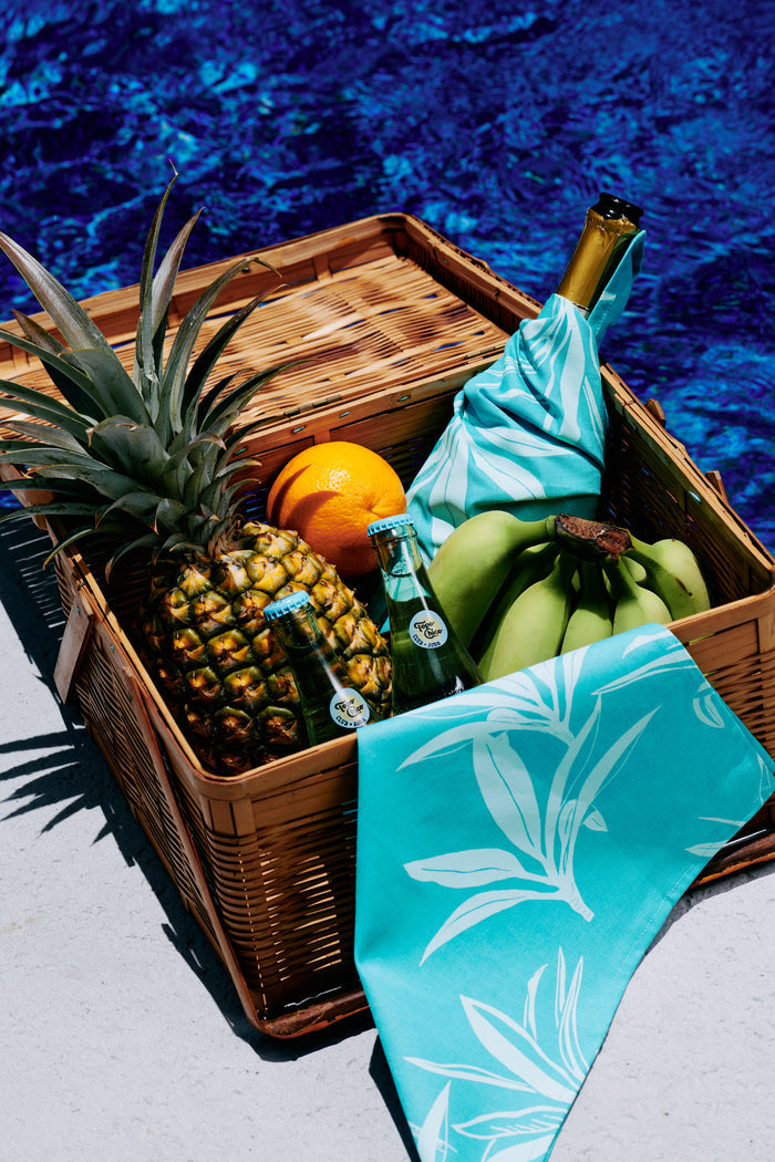 Ti Leaf Linen Napkin Set - Aqua