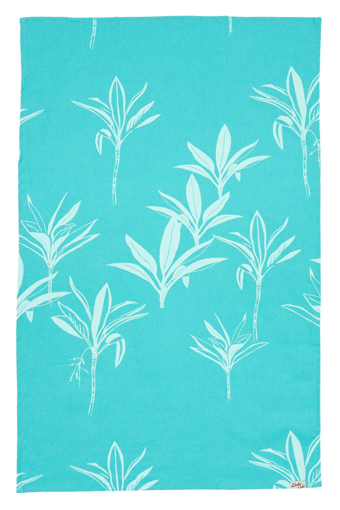 Ti Leaf Linen Tea Towel - Aqua