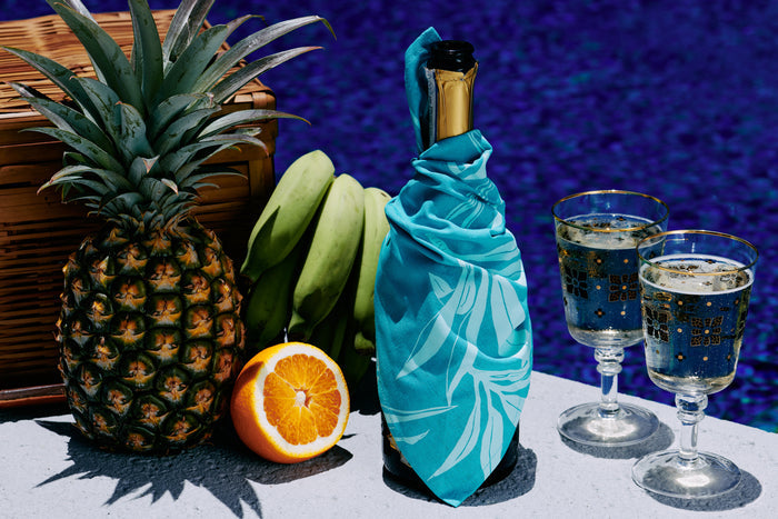 Ti Leaf Linen Tea Towel - Aqua