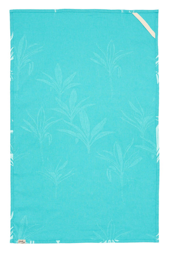 Ti Leaf Linen Tea Towel - Aqua