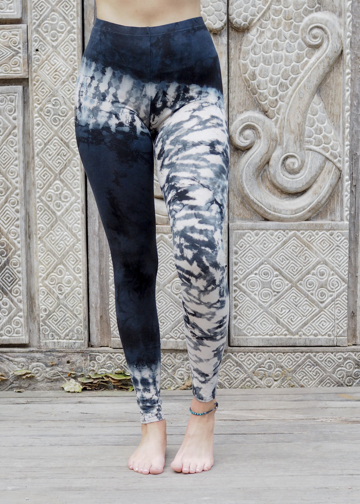 Tie dye Leggings- Asymmetric Black and White
