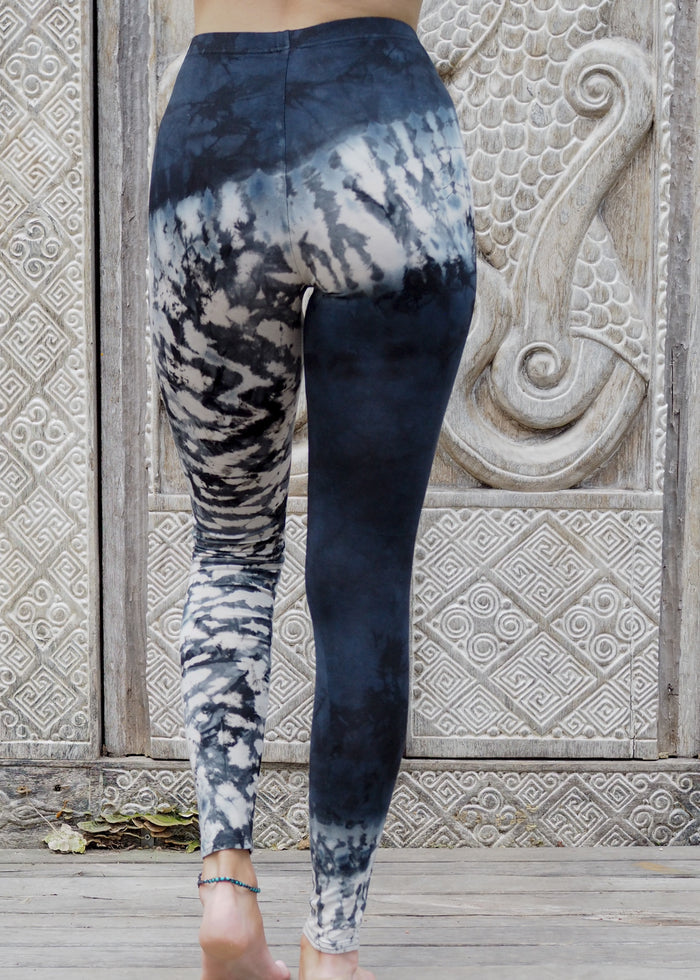 Tie dye Leggings- Asymmetric Black and White