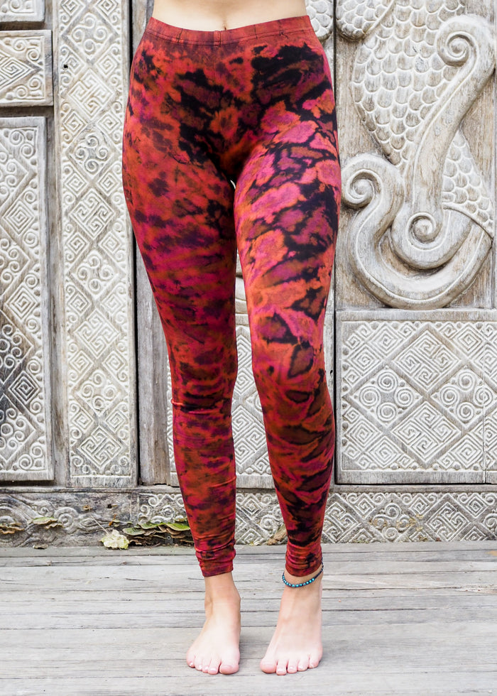 Tie dye Leggings- Mottled Pink and Orange