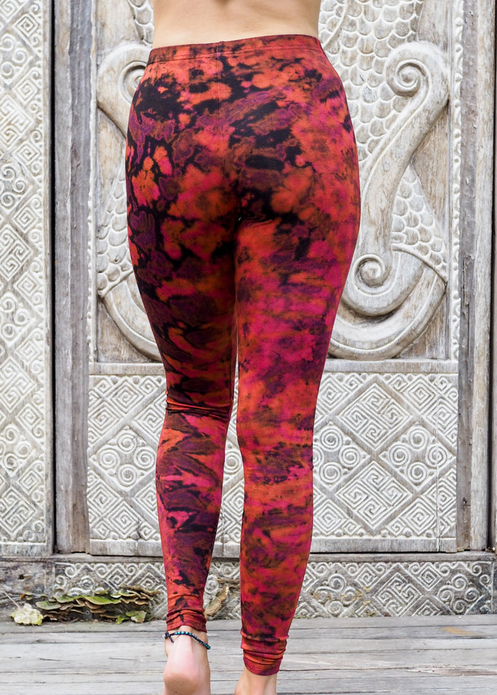 Tie dye Leggings- Mottled Pink and Orange