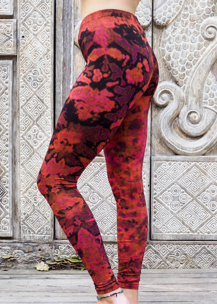 Tie dye Leggings- Mottled Pink and Orange